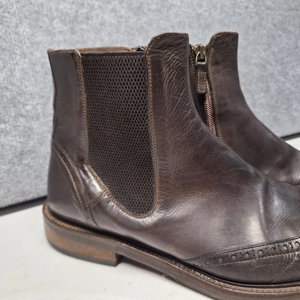 J&M Johnston & Murphy 1850 Collection Italy Brown Brogue Chelsea Side Zip Rare